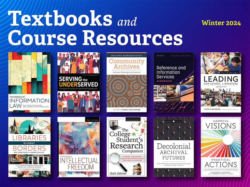 a mosaic of book covers with the text Browse the new Textbooks and Course Resources catalog