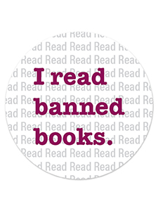 image of I Read Banned Books Purple Sticker Roll
